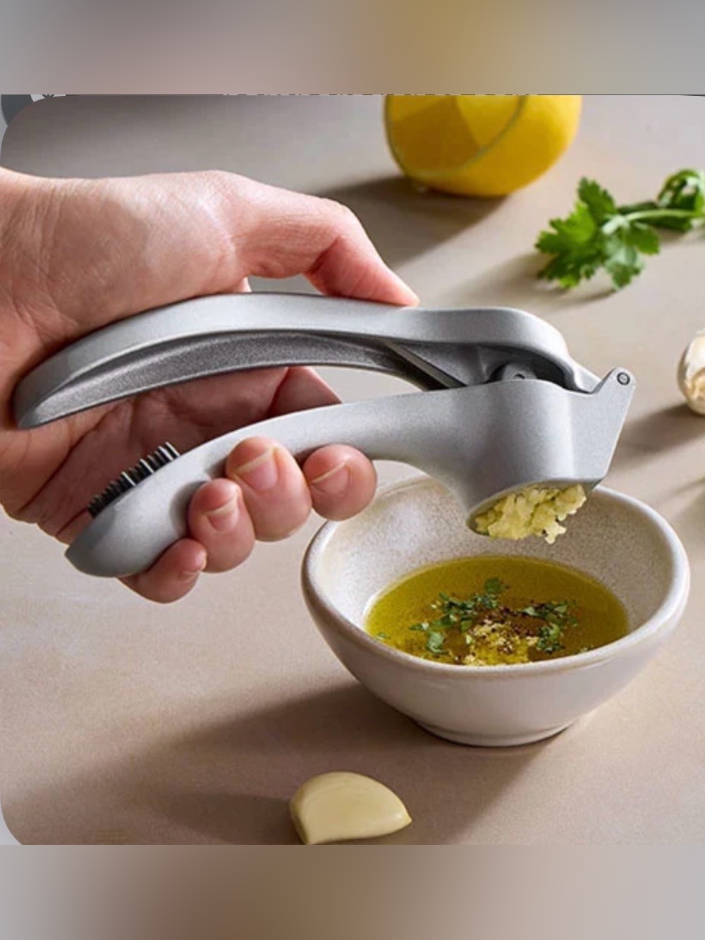 Pampered Chef NWT Garlic Press -in Silver